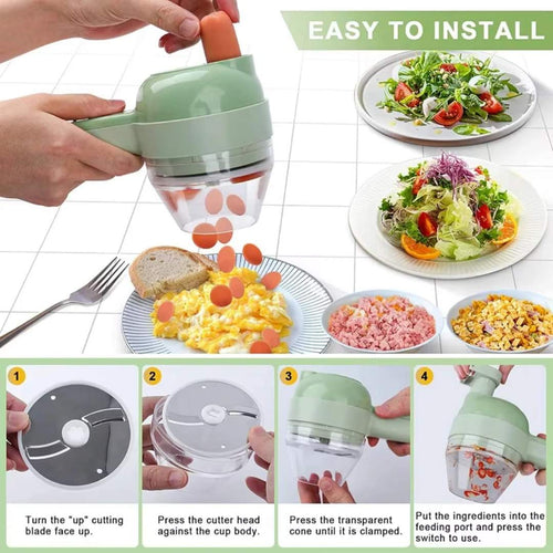 Mini Mixeur électrique & Coupe-Légumes Multifonction 3 -en-1 – Hachez, Coupez, Mixez en 15 sec
