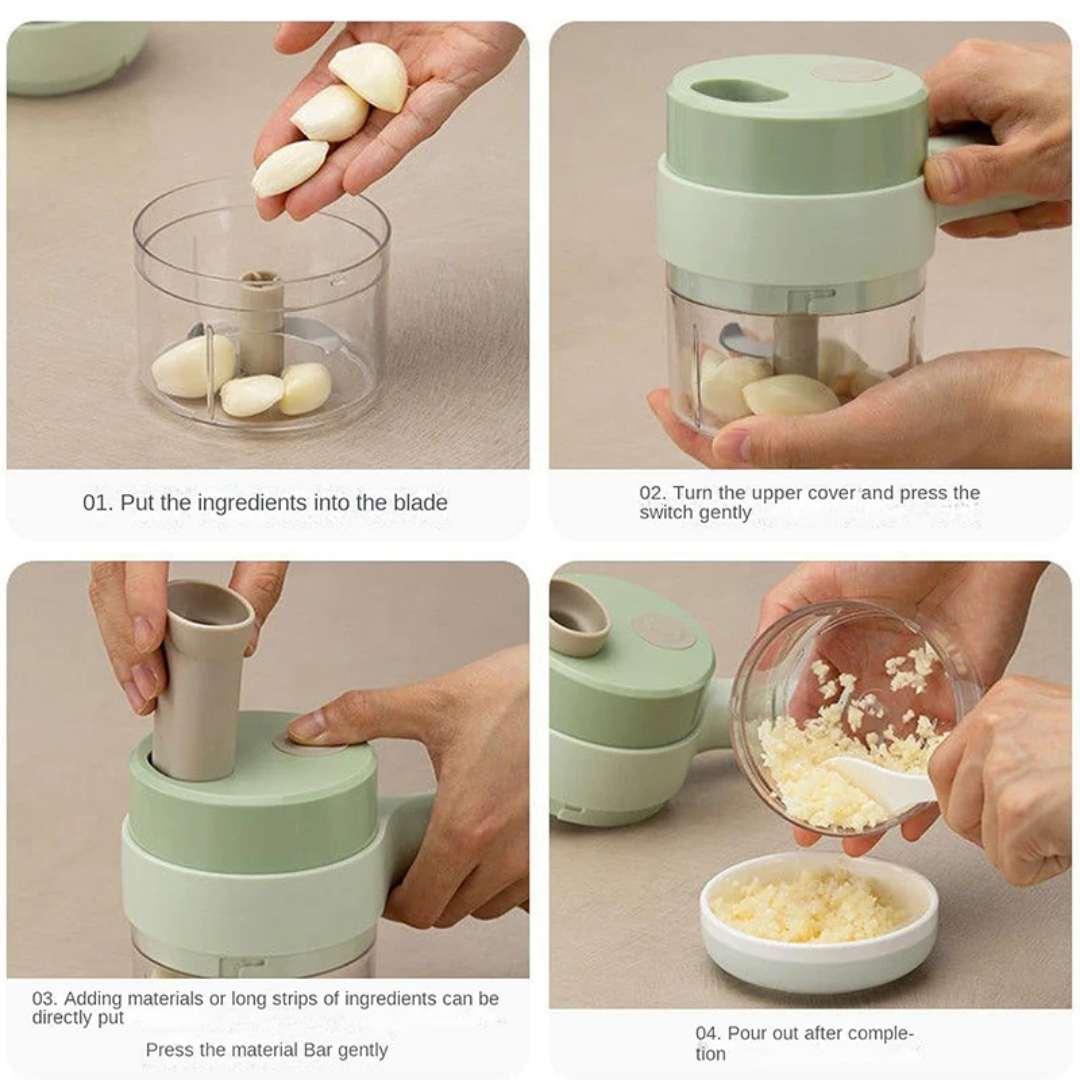 Mini Mixeur électrique & Coupe-Légumes Multifonction 3 -en-1 – Hachez, Coupez, Mixez en 15 sec